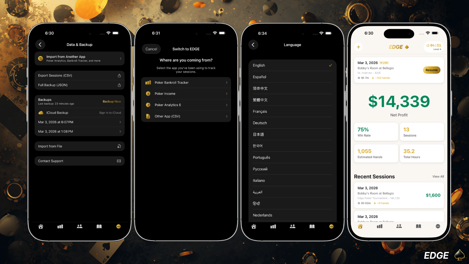 EDGE Poker data management and languages
